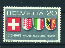 1965, Wallis, Neuenburg, Genf, 150 Jahre, Nr.432 ** (2)