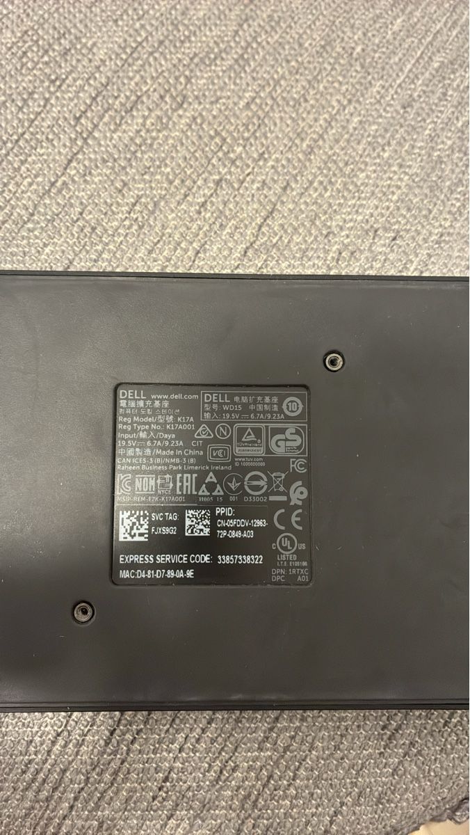Dell Docking station: DELL WD15 Docking Station K17A Input 19.5V – D'occasion à St-Prex par tan_qg7y