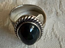 Echter äthiopischer Grün-Opal- Silberring regulierbar