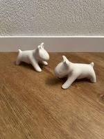 2x Hund Keramik Figuren, Weiss, Salz und Pfeffer