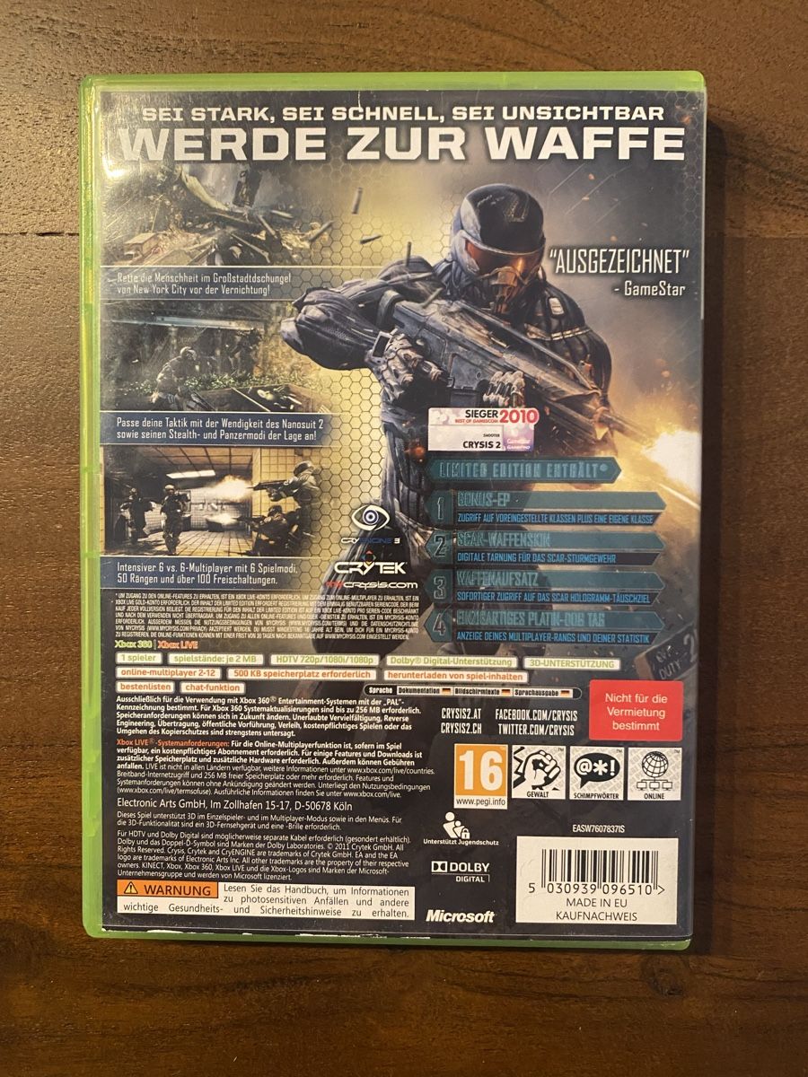 Microsoft Giochi: Crysis 2 für Xbox 360 – Usato da Thunstetten venduto da Virus_33 2