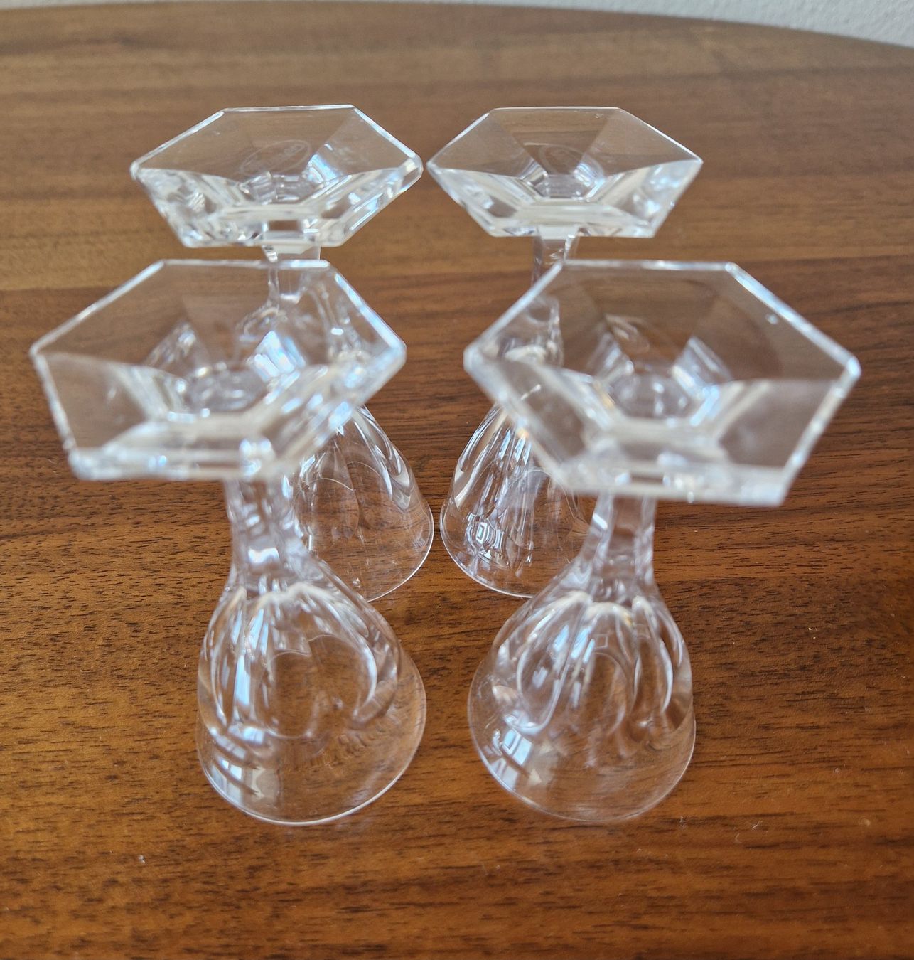 Moser Bicchieri: 4  Moser Kristall Gläser Schnaps oder Likör , Hexagon Fuss – Nuovo (secondo la descrizione) da Bern venduto da Antikbatik 4