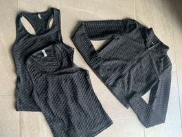 3 er Sport Oberteile Top Shirt Jacke Set Stretch Grösse S/M 