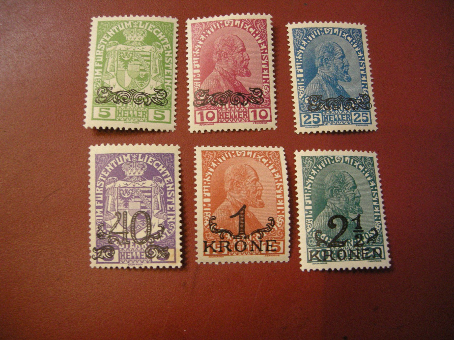 Tutti i francobolli: 1920, LIECHTENSTEIN, AUFBRAUCHSAUSGABE SATZ POSTFRISCH/** – Usato da Rüti ZH venduto da jupi1945