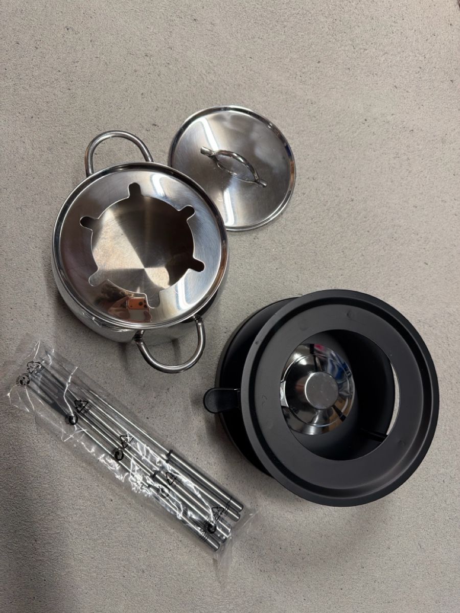 Padelle: Fondue Set Edelstahl mit Rechaud – Usato da Känerkinden venduto da melbaumg 1