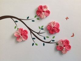 4 Stück Blumen gehäkelt, fleurs crochet, fiori uncinetto 905