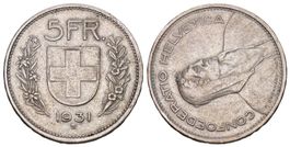 Schweiz 1931 5 Frankne Abart
