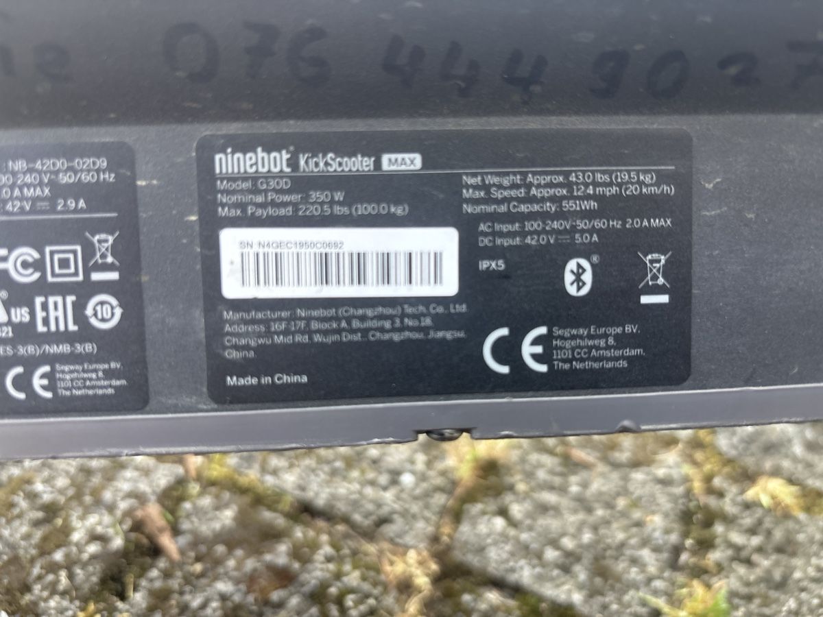 Kickboard: Ninebot G30D defekt – Difettoso da Grabs venduto da re6_lfm5 2