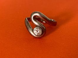 Silberring S-Form mit rundem Stein (56)