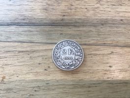 2 Franken 1932 Helvetia Münze guter Zustand Silber 835
