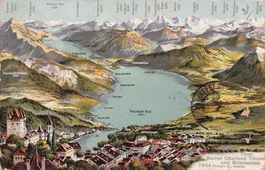 VOGELSCHAU: Thuner- und Brienzersee, gelaufen 1909