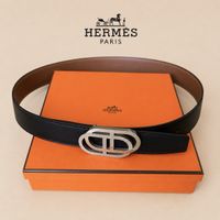 HERMÈS Gürtel Grösse 80 Schwarz/Braun Gold