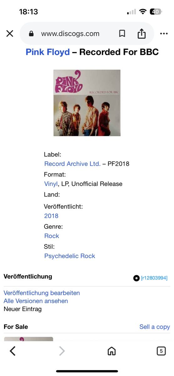 Schallplatten: Pink Floyd. 2018. Recorded For BBC – Gebraucht aus Faulensee von Mizuno06 5