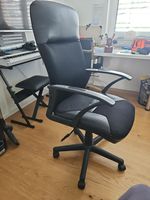 Bürostuhl Netzstoff Leder Schwarz Rollen mit Höhenverstel...