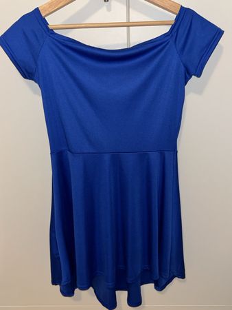 Blaues Sommerkleid, Minikleid, schulterfrei, Grösse S