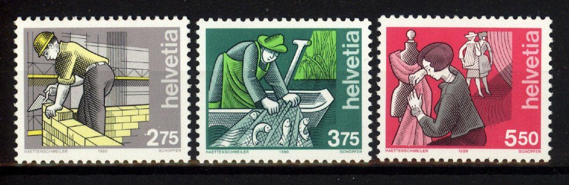 Alle Briefmarken: 1989, Mensch und Berufe I ** – Neu (gemäss Beschreibung) aus Willisau von Vollstempel