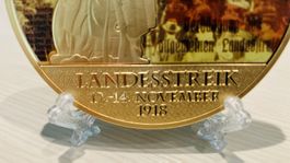 Landesstreik Gedenkmedaille 1918 - Helvetica, vergoldet
