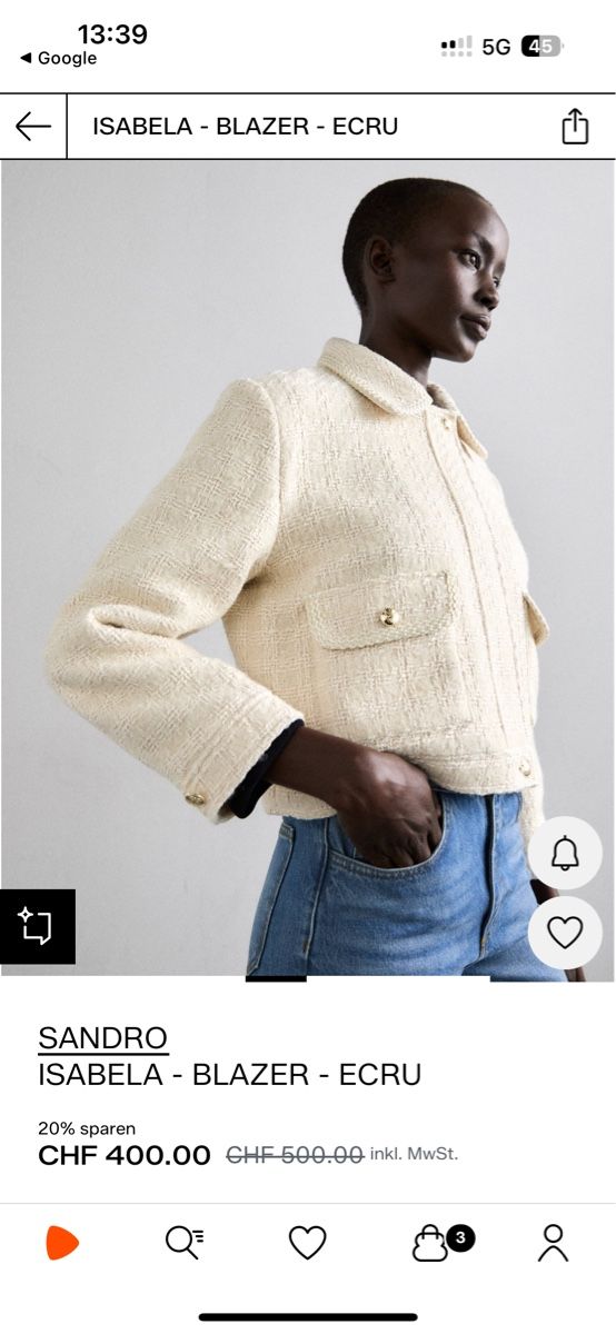 Sandro Vestes: Sandro ISABELA Blazer – Neuf avec emballage d'origine à Zürich par zie_5nsb 1