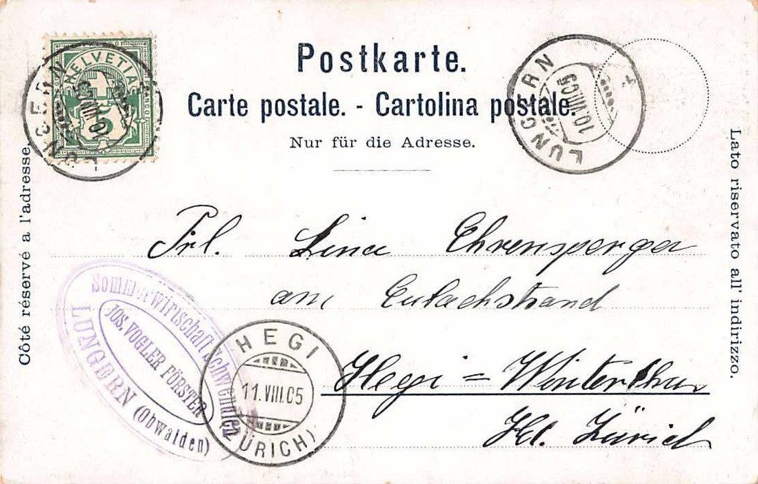 Cartoline postali: GRUSS aus SCHWENDLEN - alte Ansichtskarte 1905 – Usato da Winterthur venduto da SchatzchischtliWinti 1
