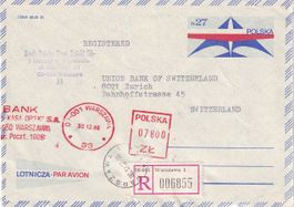 R - Ganzsache mit Freistempel Warschau (Polen) - Zürich 1986