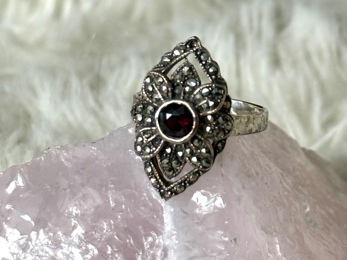 Anelli: Vintage Silberring 925 mit rotem Stein – Usato da Istighofen venduto da Ringparadies