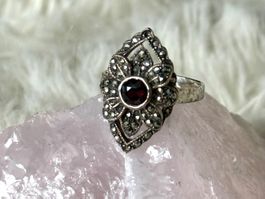 Vintage Silberring 925 mit rotem Stein