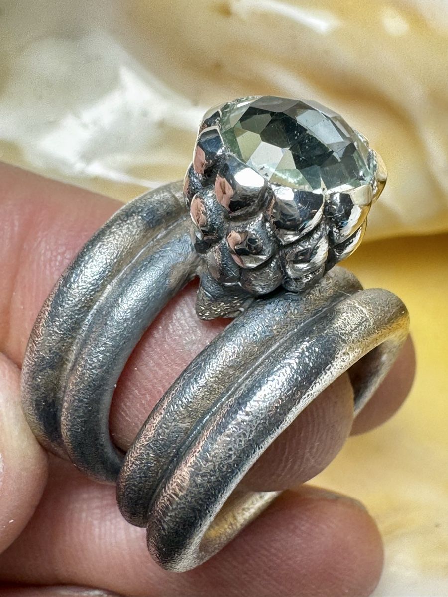 Anelli: Echter Prasiolit - Designer-Silberring  – Nuovo e nell'imballaggio originale da Jona venduto da Herzschmiede 6