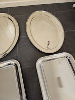 4 Serviertabletts aus Edelstahl, Top Zustand!
