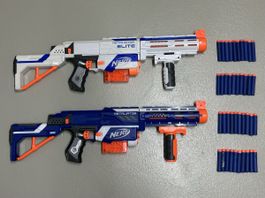 2x NERF Elite Retaliator Blaster mit Zubehör & 40 Darts