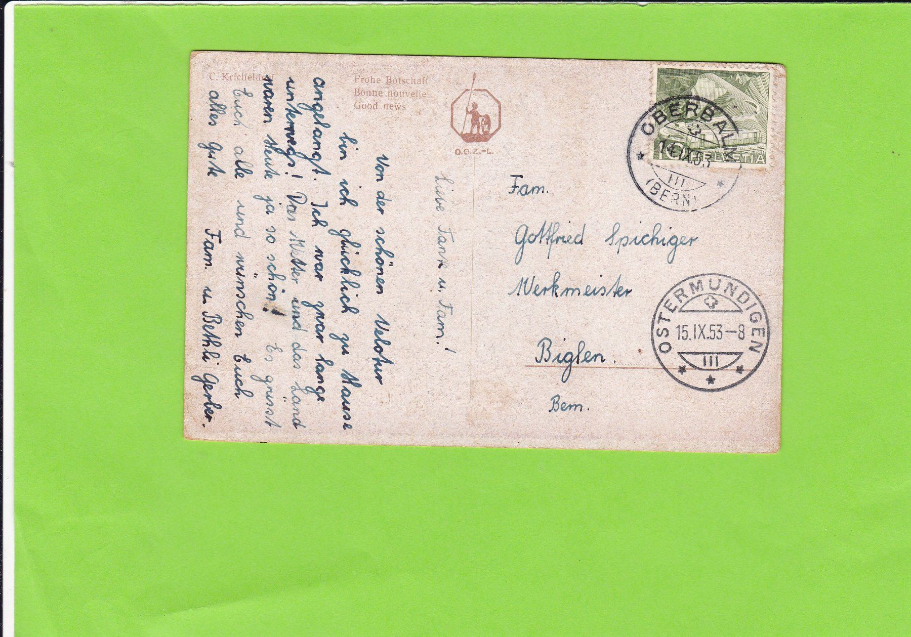 Cartoline postali: Frohe Botschaft – Usato da St. Peterzell venduto da neckertal 1