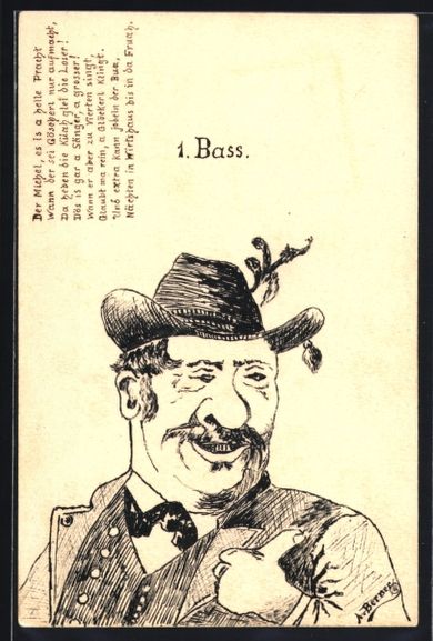 Cartoline postali: Handgemalt sign. A. Berner: Opernsänger – Usato da Berlin venduto da bartko-reher