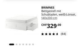 Ikea BRIMNES Bettgestell 140x200cm mit Schubladen