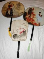Lot de 3 éventails asiatiques vintage 