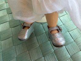 1 Paar Puppenschuhe, für kleine Puppen, silber, 3.8cm