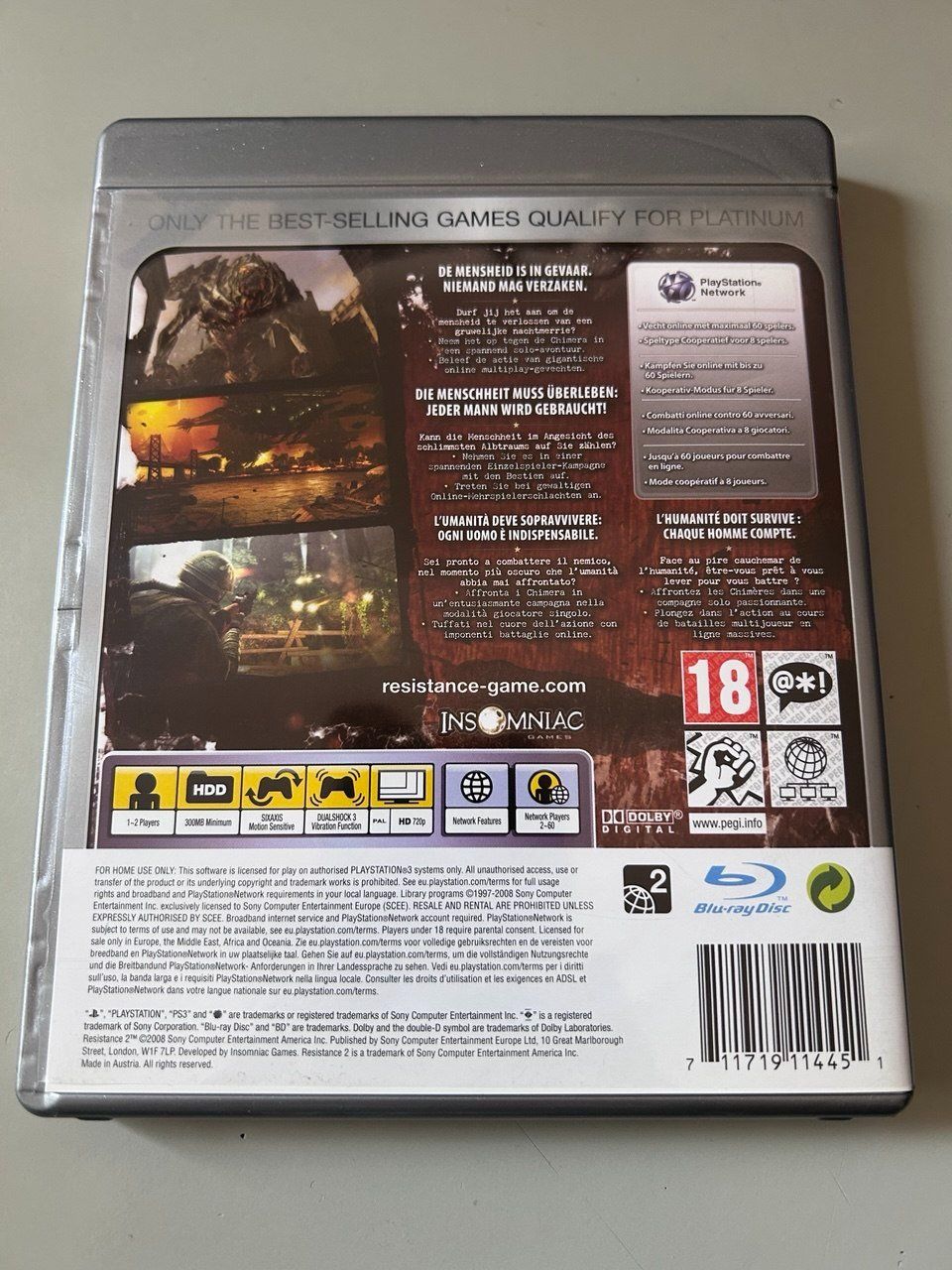 Sony Giochi: Resistance 2 - Platinum Edition per PlayStation 3 – Usato da Giubiasco venduto da LorisVale 1