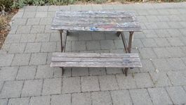 Kinder Gartentisch mit Bank Holz - Picknicktisch