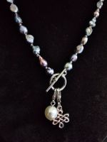 Perlenkette lang Kette Zuchtperlen multicolor mit Charme