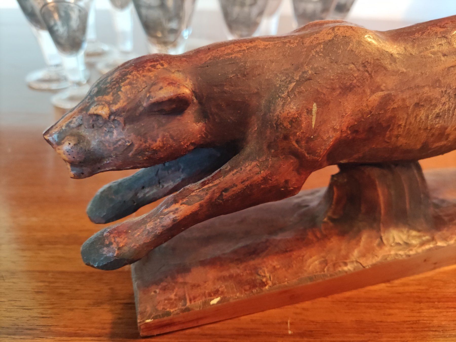 Sculture & Statue: Handgeschnitzte antike Holzskulptur Wildkatze – Usato da Solothurn venduto da Csw1 5