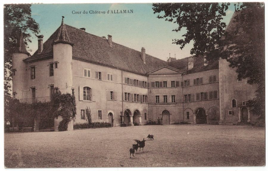 Ansichtskarten: Allaman, cour du Château, circulée 1928 – Gebraucht aus Frauenfeld von POML