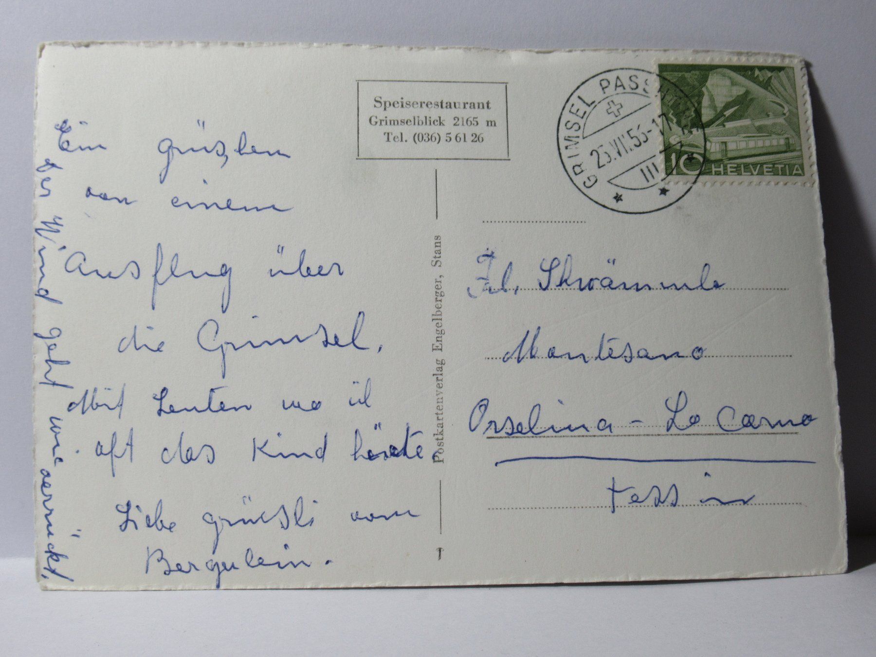 Ansichtskarten: Grimsel - Hospiz 1956 – Gebraucht aus Grenchen von Bluemchen1900 2