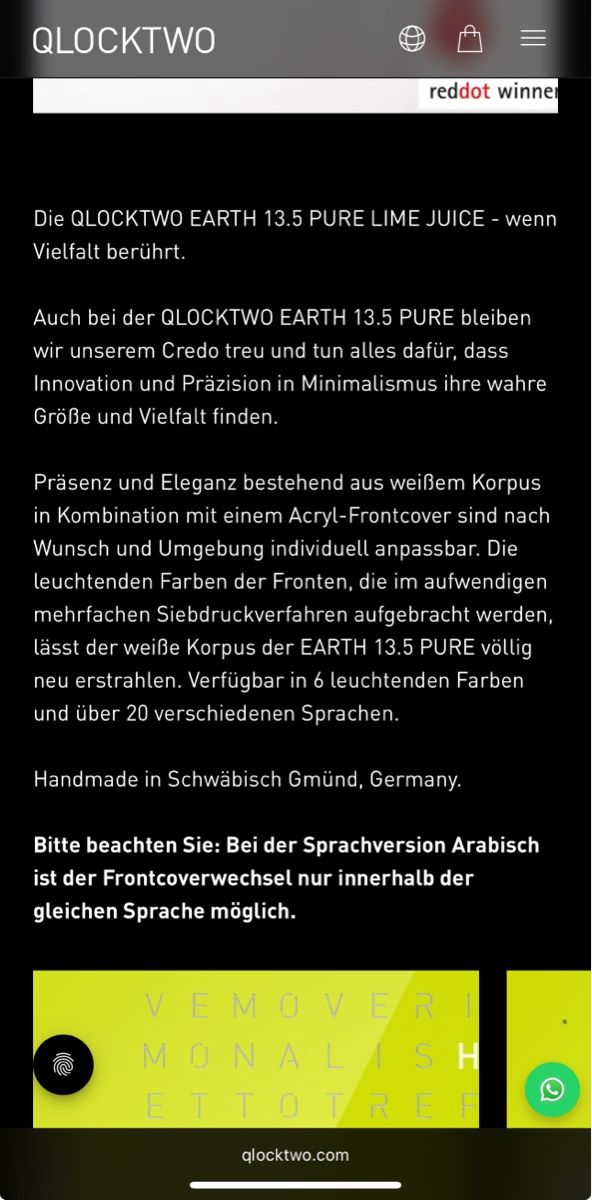 Qlocktwo Orologi: QLOCKTWO Lime Juice Designeruhr —Deutsch – Usato da Zürich venduto da Coco.swiss 3