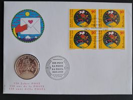 Münzbrief 150 Jahre Post Silber 20 Franken 1999