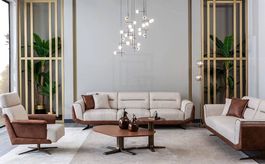 Hochwertiges Sofa-Set Beige/Braun  2 Sofas + Sessel
