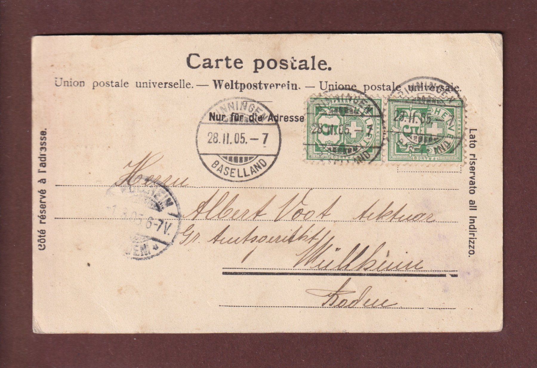 Cartoline postali: BASEL - Spalentor - 1905 – Usato da Pully venduto da nicecards 1