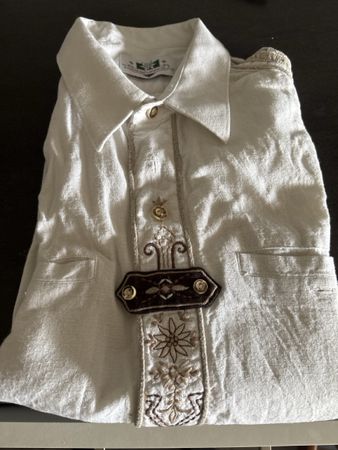 Oktoberfest Set Lederhose mit Hemd braun weiss Grösse M/L