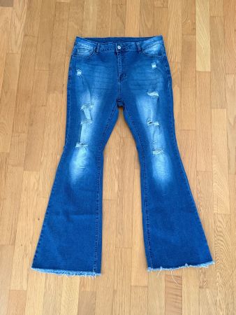 👖 Schlaghose Jeans, blau,  Destroyed Look, Gr.40