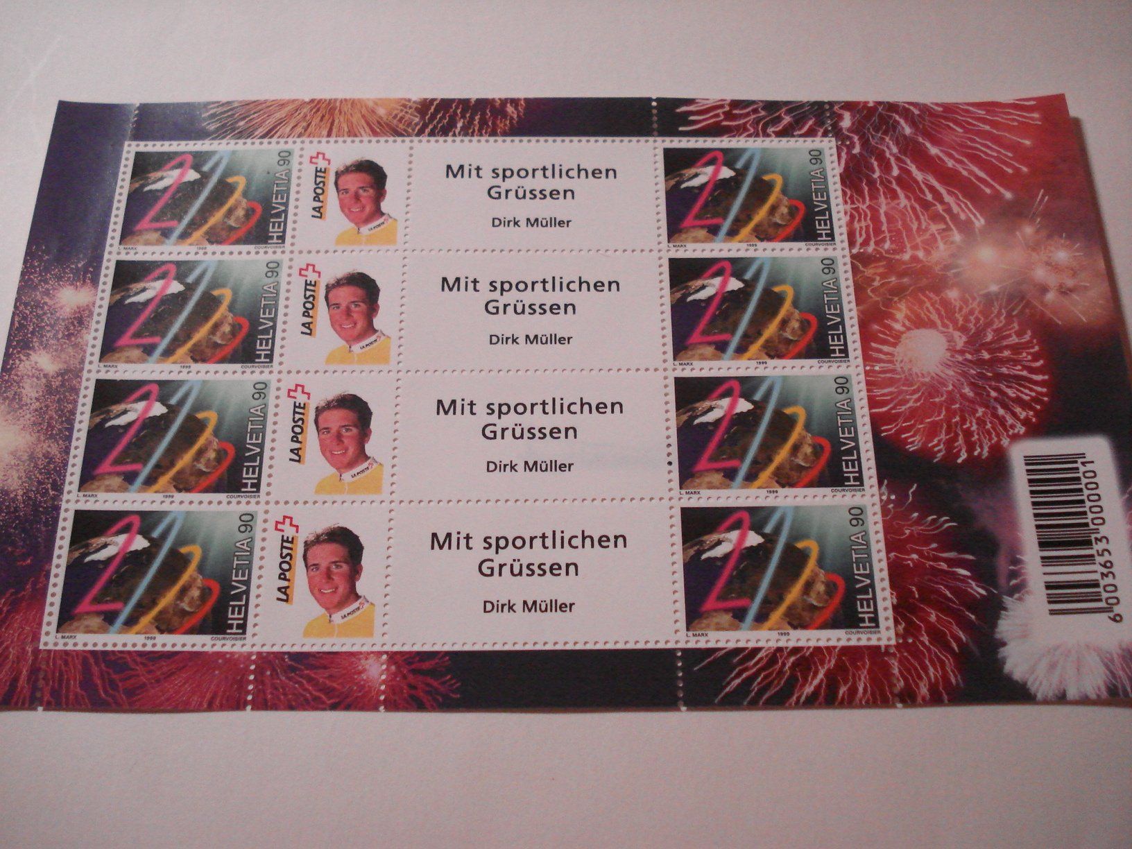 Tous les timbres: Bogen  Milleniumsmarken 1999 **, Swiss Post Team Dirk Müller – D'occasion à Niederwil AG par morostahu