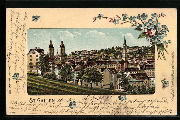 Ansichtskarten: Passepartout-Lithographie St. Gallen, Te – Gebraucht aus Berlin von bartko-reher