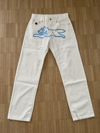 ICECREAM Jeans / Hose – weiss mit blauem Print