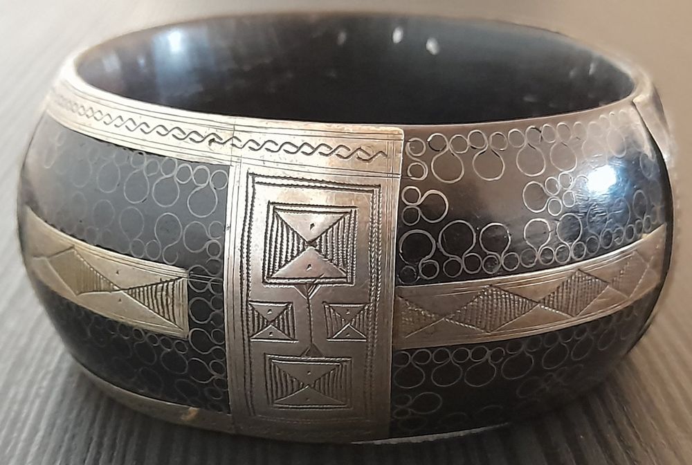 Superbe Ensemble De 3 Bracelets Touaregs Anciens – Bois Et Argent 19e-20e Siècle